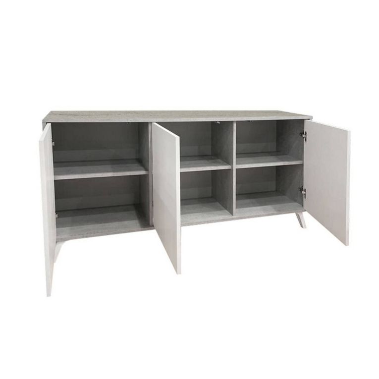 Credenza grigia chiaro e bianca porta piatti 153x39x72h cm 3 ante - Annina