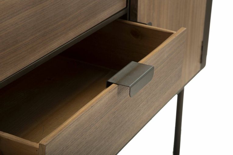 Credenza grigia e marrone 145x47x76h cm 2 ante e 3 cassetti - Jones