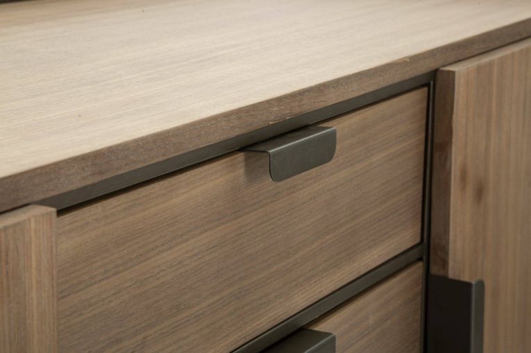 Credenza grigia e marrone 145x47x76h cm 2 ante e 3 cassetti - Jones