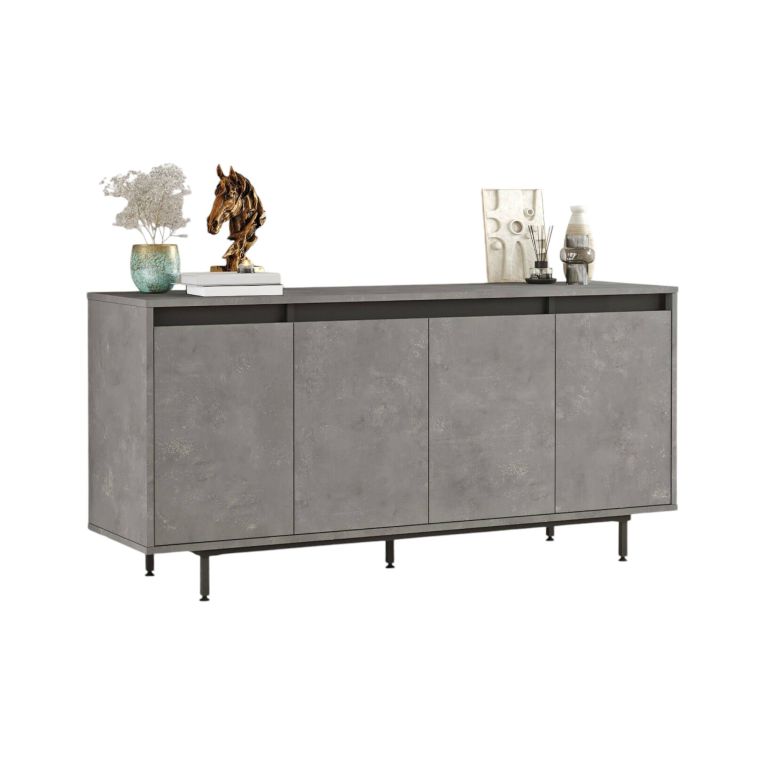 Credenza grigia e nera 160x44x75h cm 4 ante - Kay