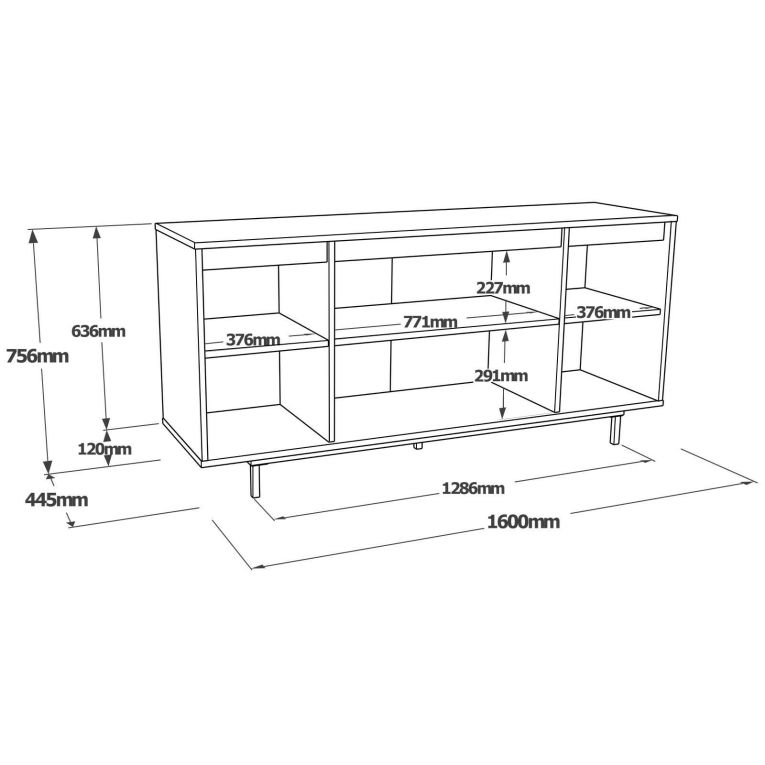 Credenza grigia e nera 160x44x75h cm 4 ante - Kay