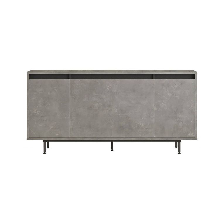 Credenza grigia e nera 160x44x75h cm 4 ante - Kay
