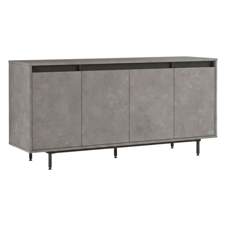 Credenza grigia e nera 160x44x75h cm 4 ante - Kay