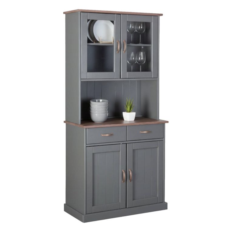 Credenza Grigio 2 Cassetti 2 Ripiani 90x45x190h cm, Apertura Battente - Milzano