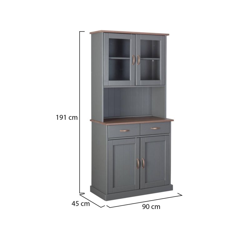 Credenza Grigio 2 Cassetti 2 Ripiani 90x45x190h cm, Apertura Battente - Milzano