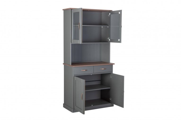 Credenza Grigio 2 Cassetti 2 Ripiani 90x45x190h cm, Apertura Battente - Milzano