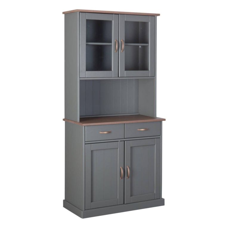 Credenza Grigio 2 Cassetti 2 Ripiani 90x45x190h cm, Apertura Battente - Milzano