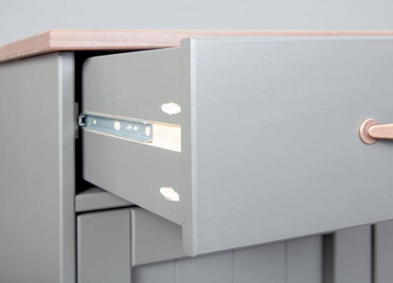 Credenza Grigio 3 Cassetti 2 Ripiani 131x45x86h cm, Apertura Battente - Silius