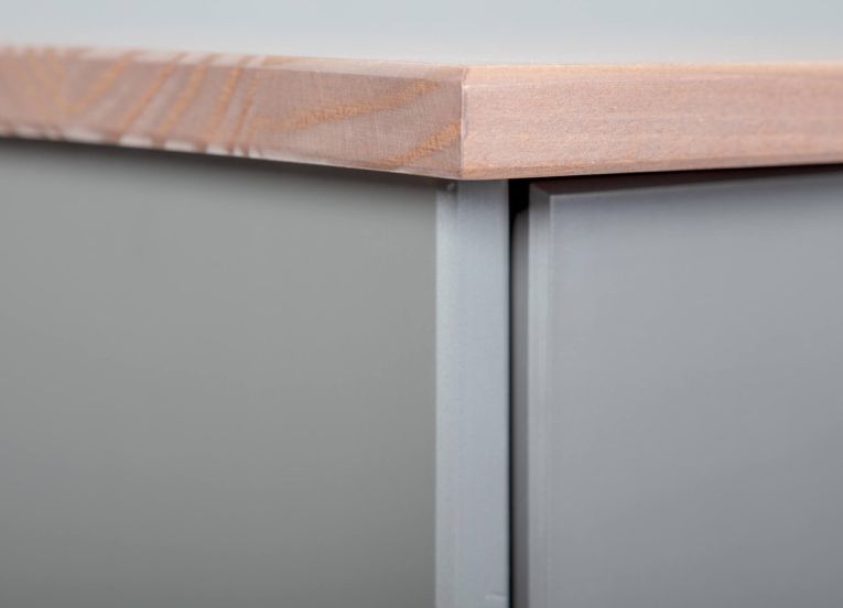 Credenza Grigio 3 Cassetti 2 Ripiani 131x45x86h cm, Apertura Battente - Silius