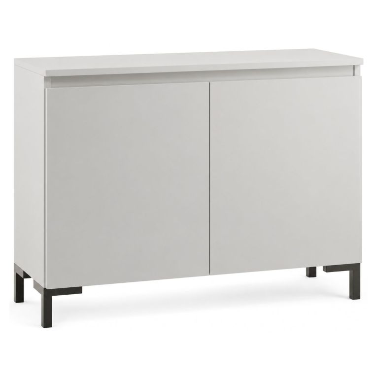 Credenza Grigio Chiaro Nero 2 Ripiani Apertura Battente 100x37x75h cm, 2 Ante Made in Italy - Mimakasa