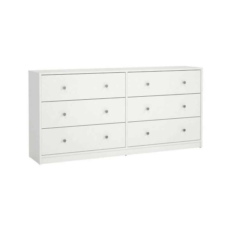 Credenza Janine, Buffet da soggiorno, Madia da salotto, Dispensa da cucina, 30x143 h68 cm, Bianco