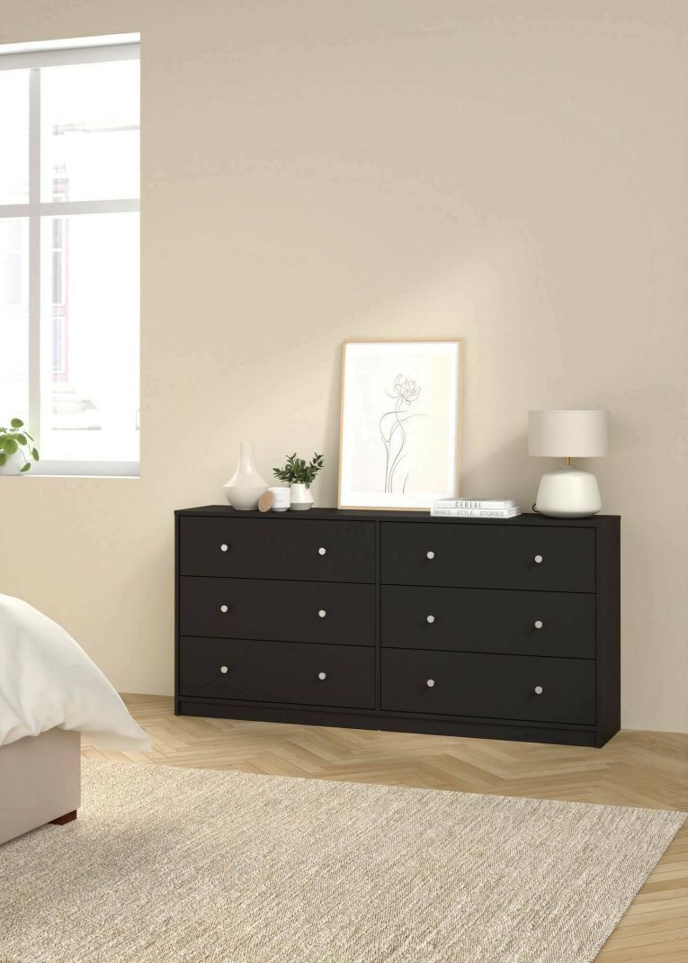 Credenza Janine, Buffet da soggiorno, Madia da salotto, Dispensa da cucina, 30x143 h68 cm, Nero
