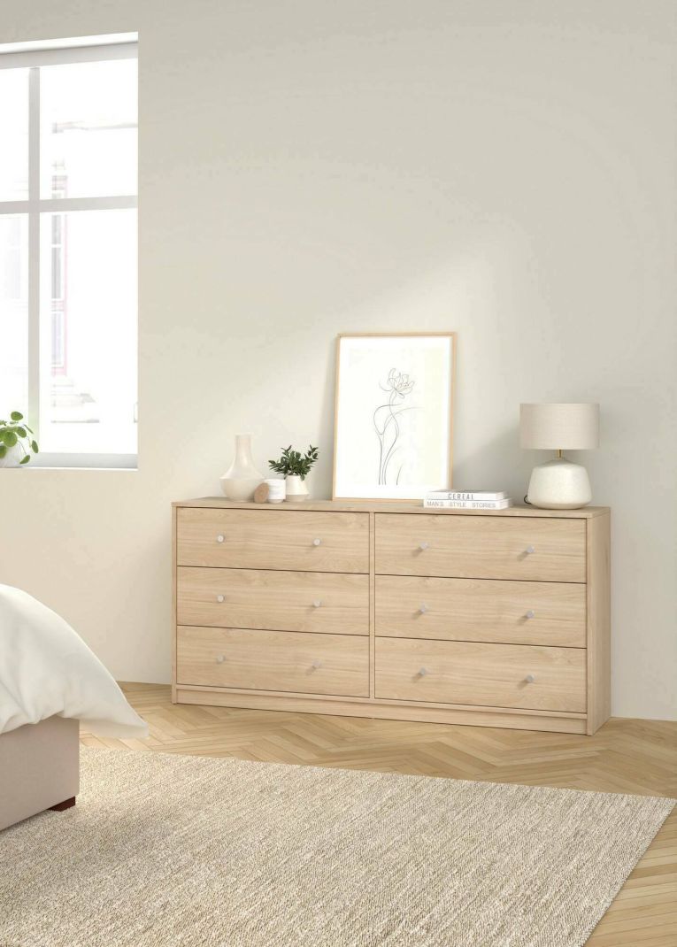 Credenza Janine, Buffet da soggiorno, Madia da salotto, Dispensa da cucina, 30x143 h68 cm, Rovere