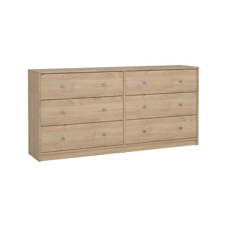 Credenza Janine, Buffet da soggiorno, Madia da salotto, Dispensa da cucina, 30x143 h68 cm, Rovere