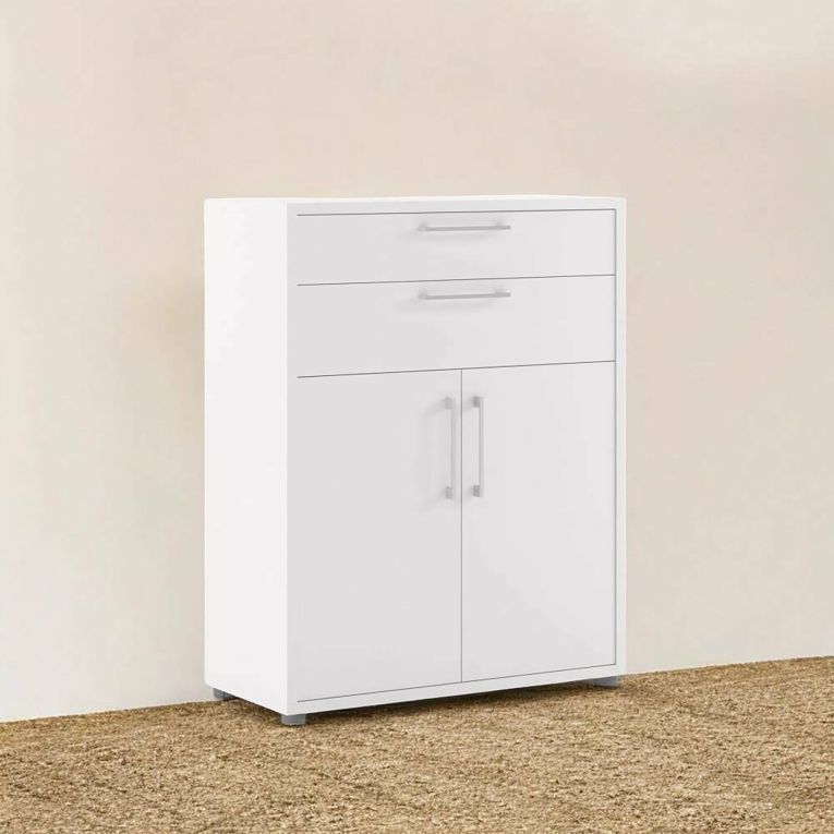 Credenza Jemima, Buffet da soggiorno, Madia da salotto, Dispensa da cucina, 89x40 h113 cm, Bianco