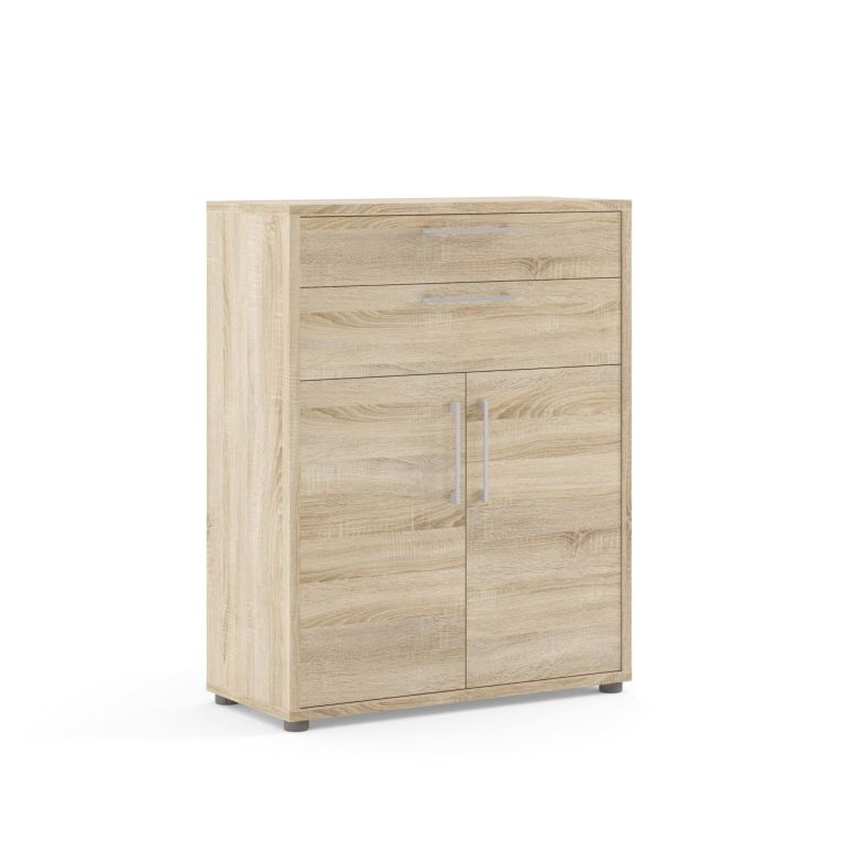 Credenza Jemima, Buffet da soggiorno, Madia da salotto, Dispensa da cucina, 89x40 h113 cm, Quercia