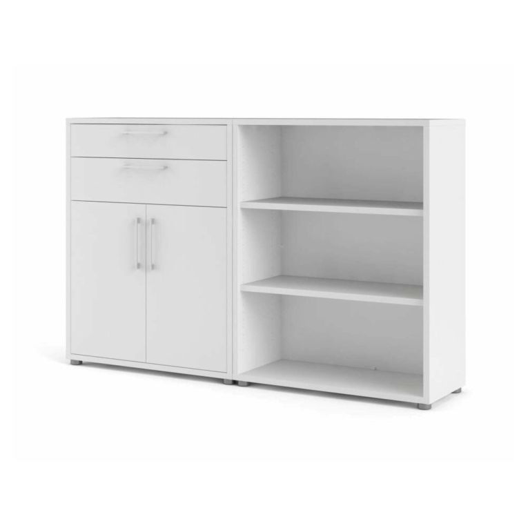 Credenza Josepha, Buffet da soggiorno, Madia da salotto, Dispensa da cucina, 178x40 h113 cm, Bianco