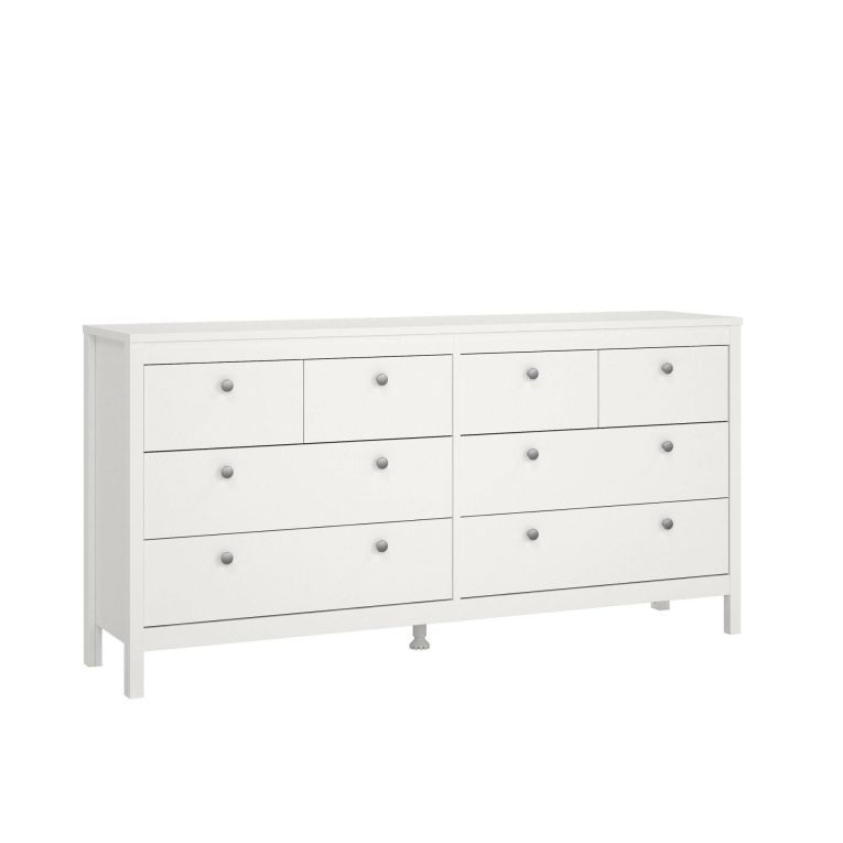 Credenza Josette, Buffet da soggiorno, Madia da salotto, Dispensa da cucina, 38x160 h80 cm, Bianco