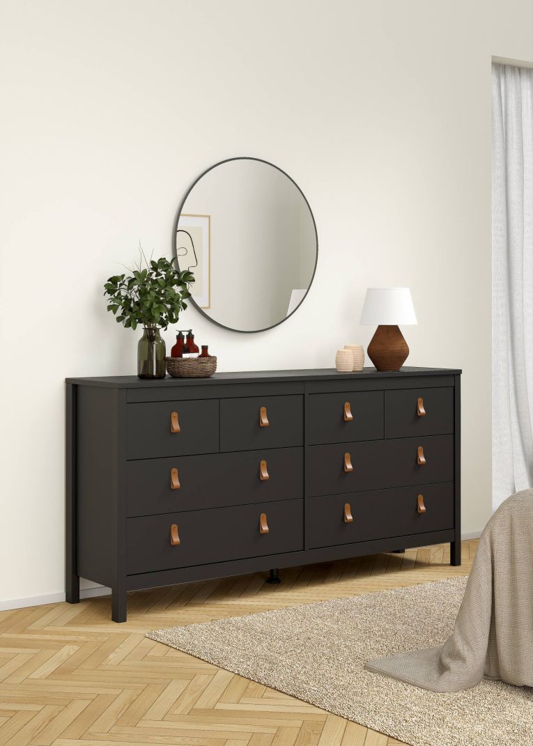 Credenza Josette, Buffet da soggiorno, Madia da salotto, Dispensa da cucina, 38x160 h80 cm, Nero