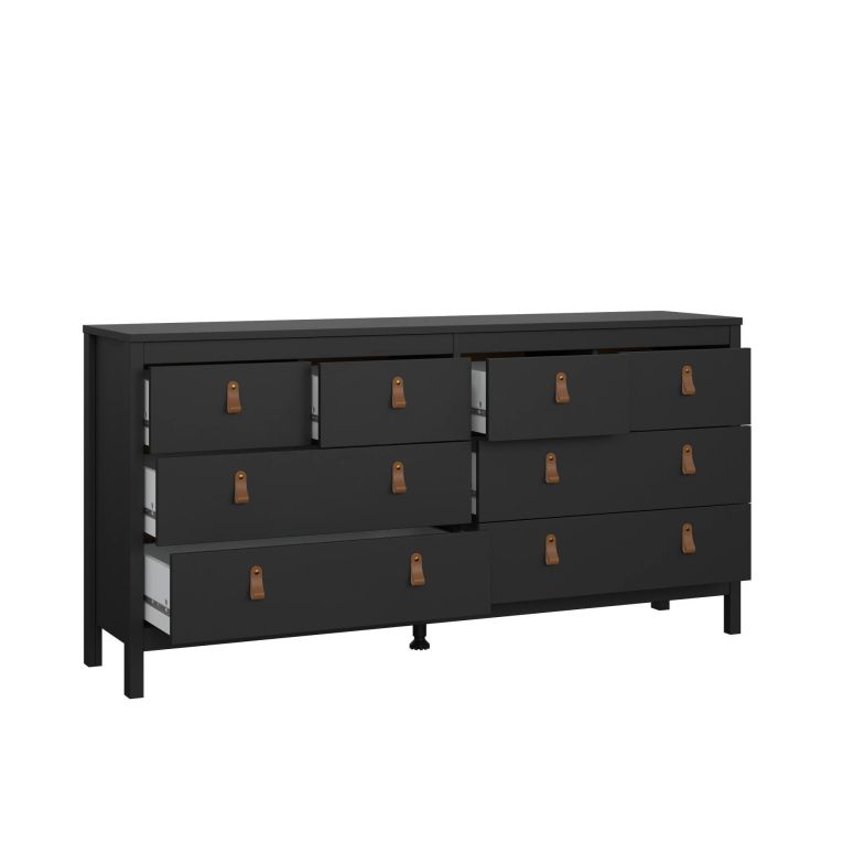 Credenza Josette, Buffet da soggiorno, Madia da salotto, Dispensa da cucina, 38x160 h80 cm, Nero