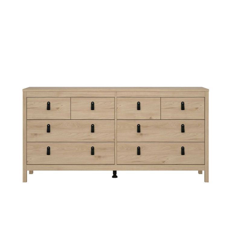Credenza Josette, Buffet da soggiorno, Madia da salotto, Dispensa da cucina, 38x160 h80 cm, Rovere