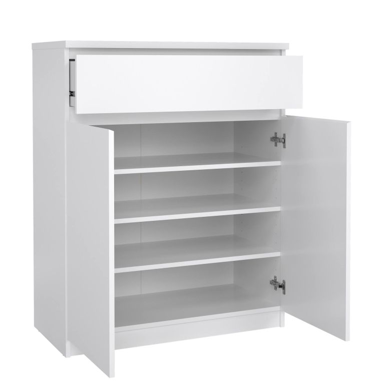 Credenza Julienne, Buffet da soggiorno, Madia da salotto, Dispensa da cucina, 80x40 h100 cm, Bianco