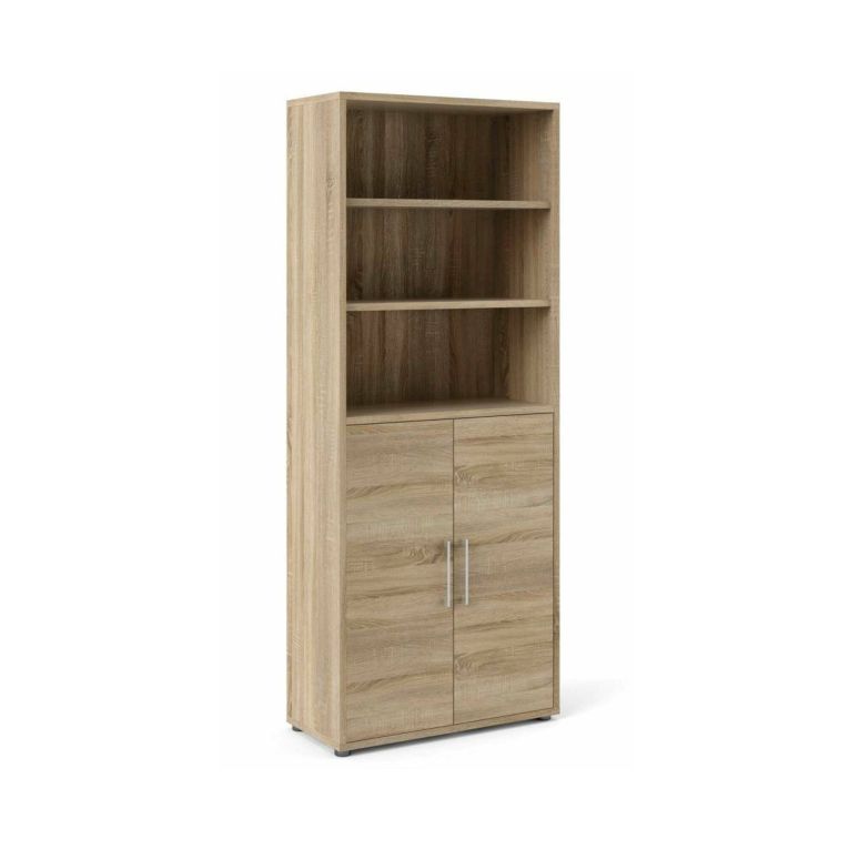 Credenza Karine, Buffet da soggiorno, Madia da salotto, Dispensa da cucina, 89x40 h222 cm, Quercia