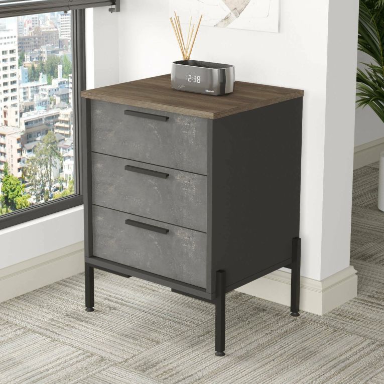 Credenza Kornephoros, Buffet da soggiorno, Madia da salotto, Dispensa da cucina, 54x45 h70 cm, Marrone e Grigio