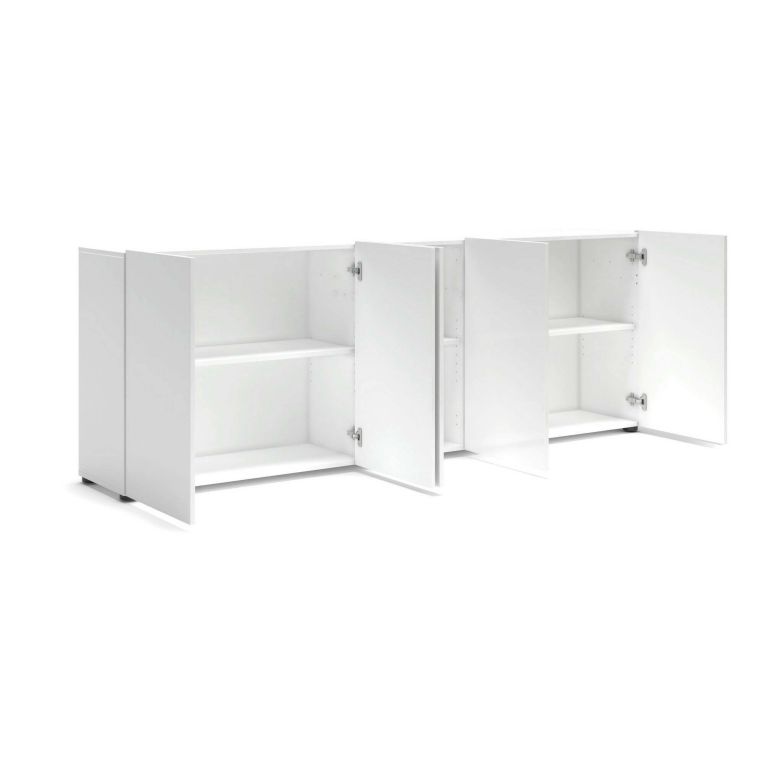 Credenza larga bianco lucida 225x38x79h cm 5 ante - Macaria