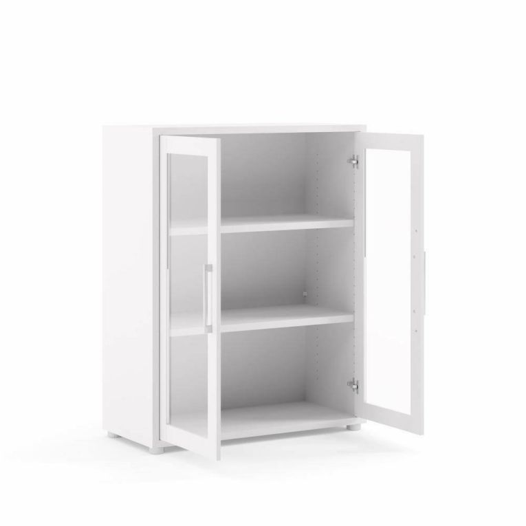 Credenza Laureen, Buffet da soggiorno, Madia da salotto, Dispensa da cucina, 89x40 h113 cm, Bianco