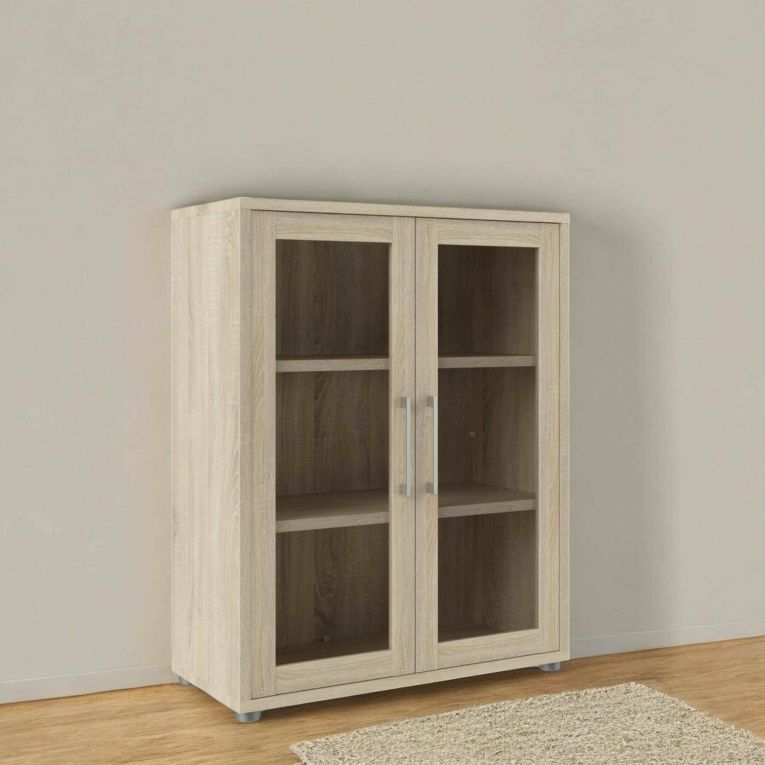 Credenza Laureen, Buffet da soggiorno, Madia da salotto, Dispensa da cucina, 89x40 h113 cm, Quercia