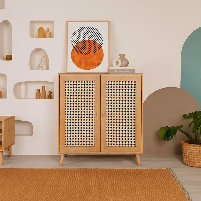 Credenza legno chiaro 90x40x110h cm 2 ante - Diodata