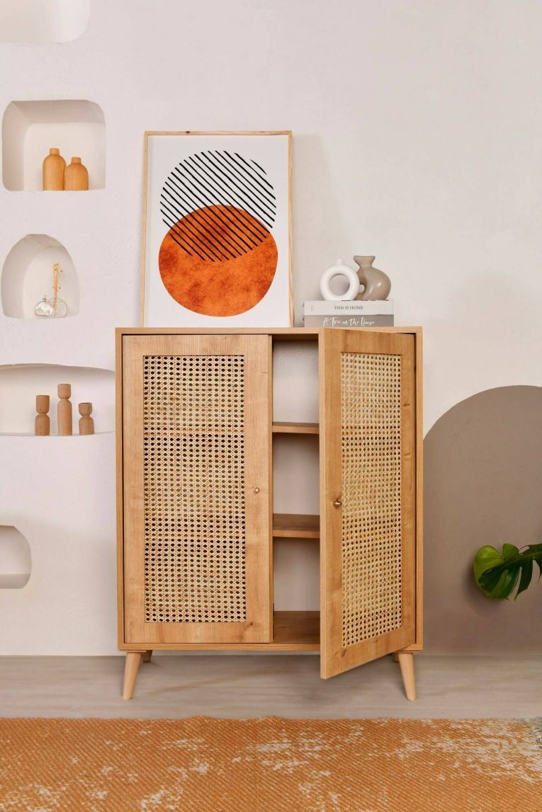 Credenza legno chiaro 90x40x110h cm 2 ante - Diodata