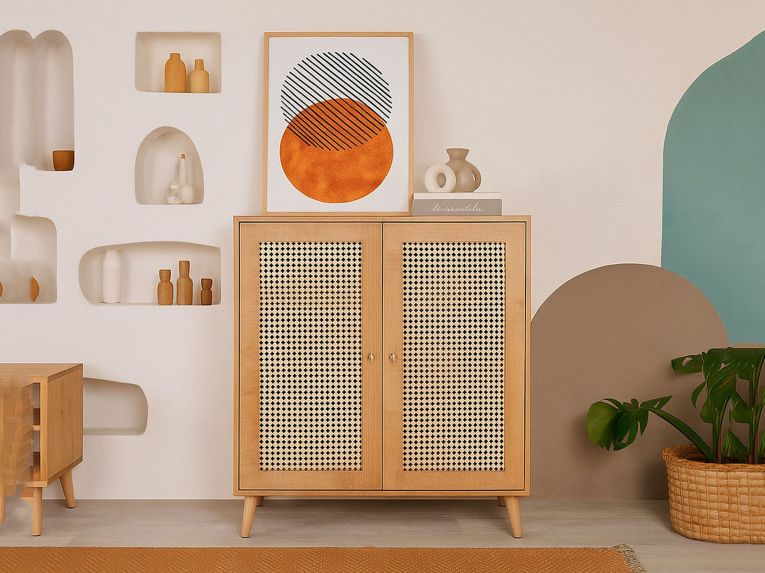 Credenza legno chiaro 90x40x110h cm 2 ante - Diodata