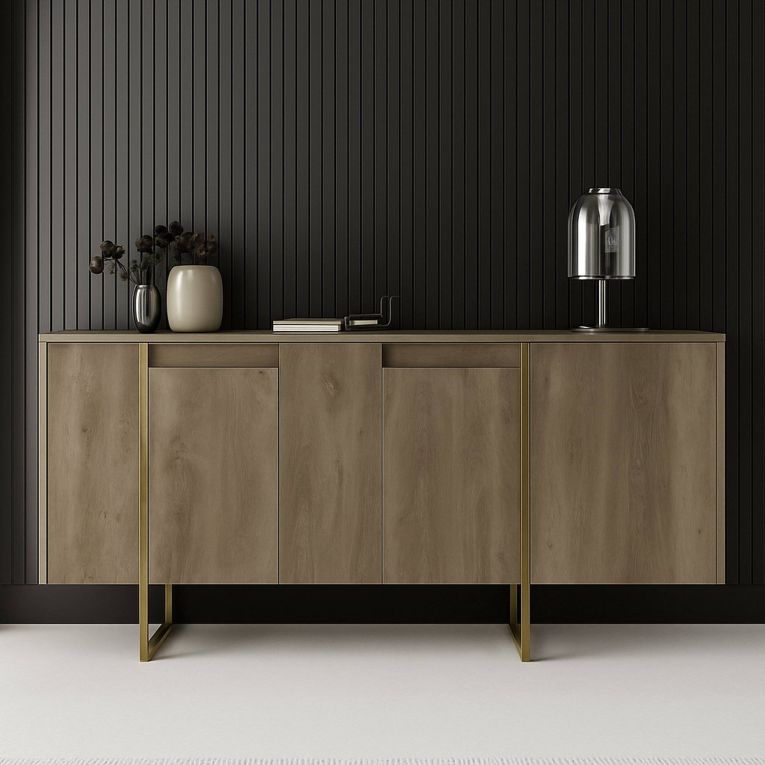 Credenza legno e oro 160x35x80h cm 4 ante - Arta