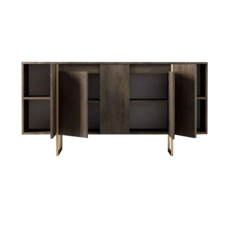 Credenza legno e oro 160x35x80h cm 4 ante - Arta