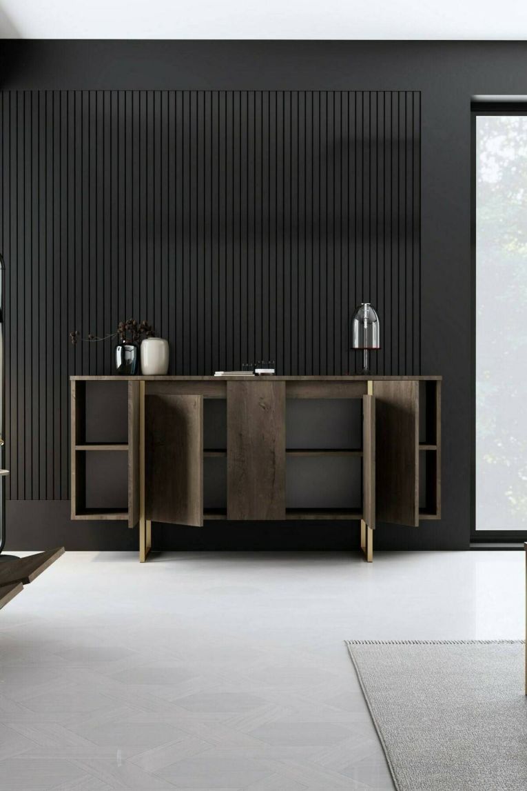 Credenza legno e oro 160x35x80h cm 4 ante - Arta