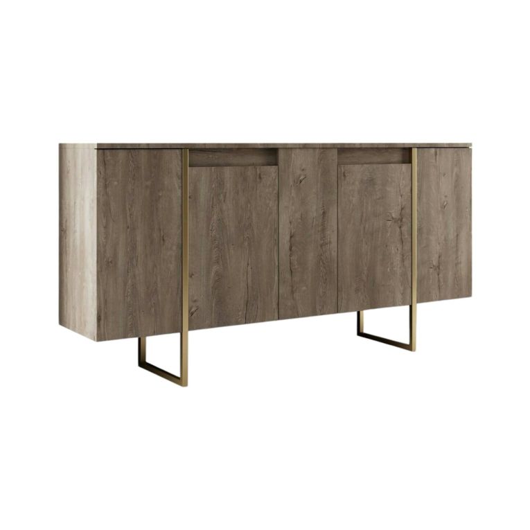 Credenza legno e oro 160x35x80h cm 4 ante - Arta