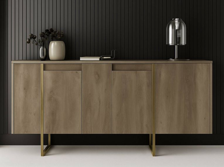 Credenza legno e oro 160x35x80h cm 4 ante - Arta
