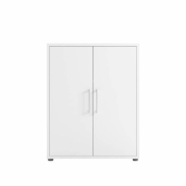 Credenza Leocadie, Buffet da soggiorno, Madia da salotto, Dispensa da cucina, 89x40 h113 cm, Bianco