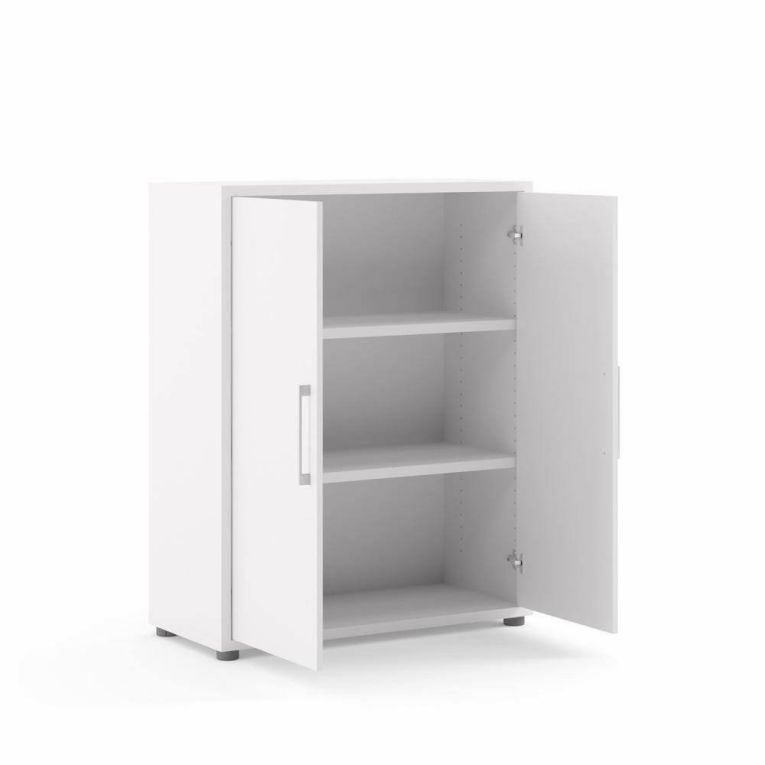 Credenza Leocadie, Buffet da soggiorno, Madia da salotto, Dispensa da cucina, 89x40 h113 cm, Bianco