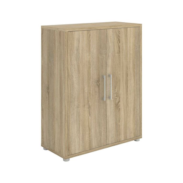 Credenza Leocadie, Buffet da soggiorno, Madia da salotto, Dispensa da cucina, 89x40 h113 cm, Quercia