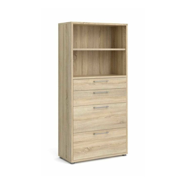 Credenza Loane, Buffet da soggiorno, Madia da salotto, Dispensa da cucina, 89x40 h186 cm, Quercia
