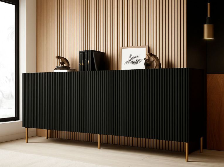 Credenza Londa, 200x42 h82 cm, Nero