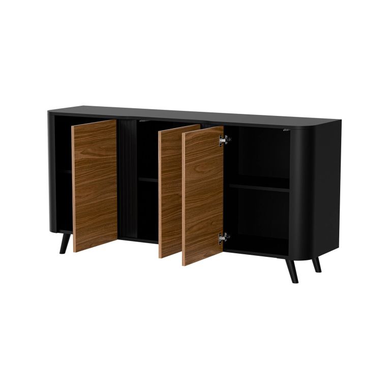 Credenza Loreo, 151x42 h70 cm, Nero e Noce
