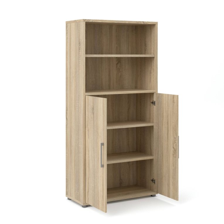 Credenza Louna, Buffet da soggiorno, Madia da salotto, Dispensa da cucina, 89x40 h186 cm, Quercia