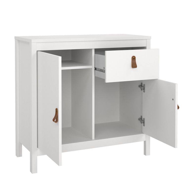 Credenza Lucienne, Buffet da soggiorno, Madia da salotto, Dispensa da cucina, 38x82 h80 cm, Bianco