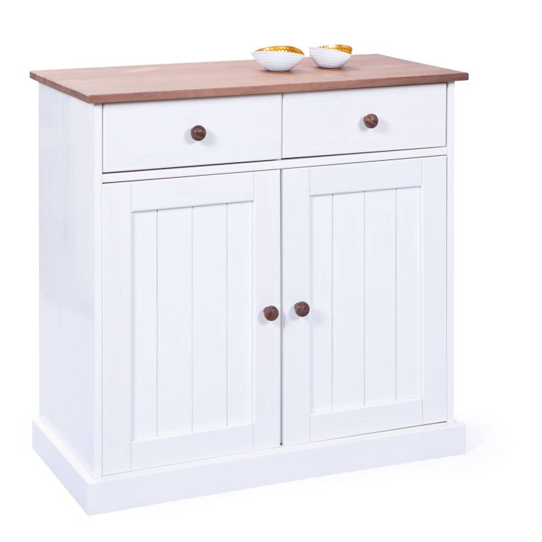 Credenza Magdeburg, Buffet da soggiorno, Madia da salotto, Dispensa da cucina, 90x45 h86 cm, Bianco