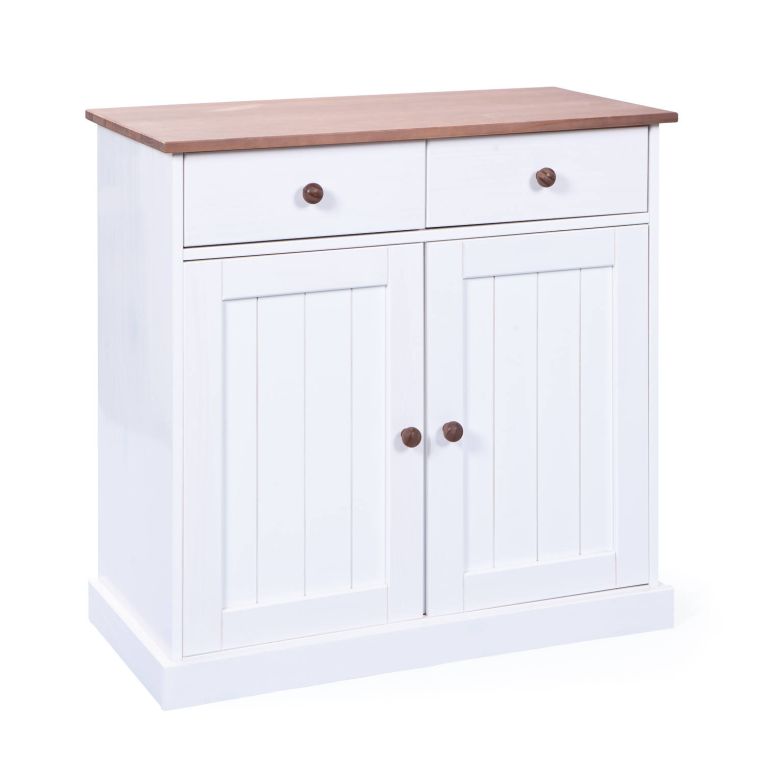 Credenza Magdeburg, Buffet da soggiorno, Madia da salotto, Dispensa da cucina, 90x45 h86 cm, Bianco