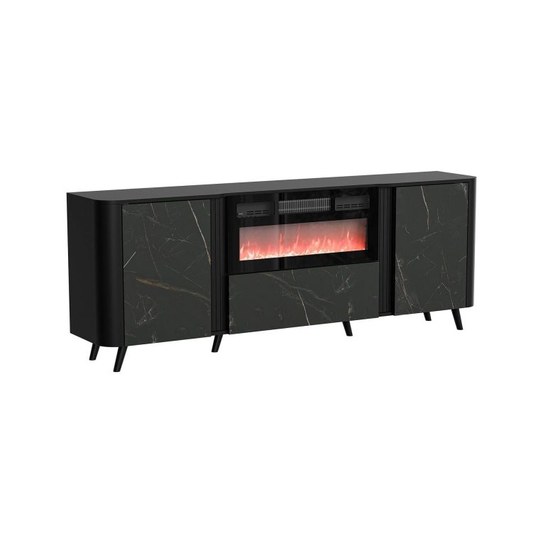 Credenza marmo e nera 190x40x68h cm 3 ante - Briano